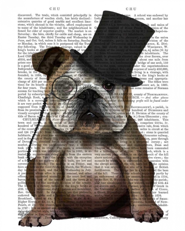 Picture of ENGLISH BULLDOG, FORMAL HOUND AND HAT