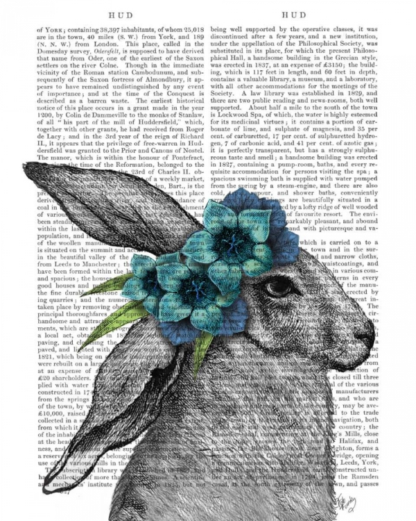 Picture of RABBIT, BLUE FLOWER HEADDRESS