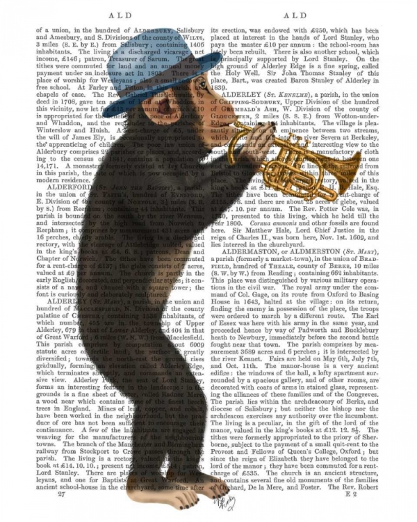 Picture of MONKEY PLAYING TRUMPET WITH BLUE HAT