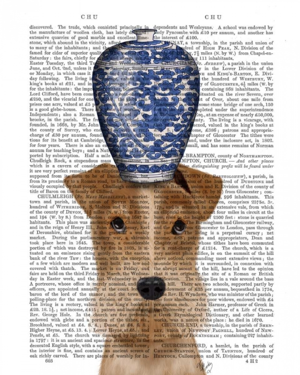 Picture of FOX TERRIER WITH BLUE VASE