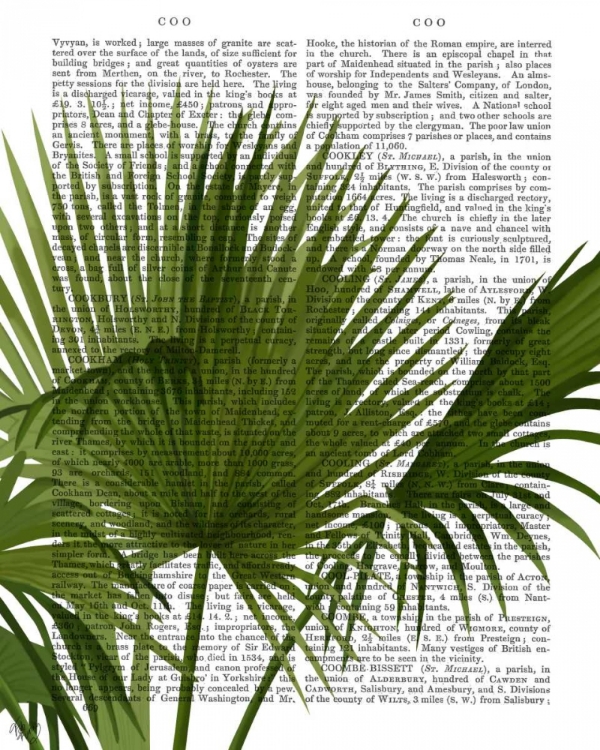 Picture of FAN PALM 1, GREEN ON WHITE