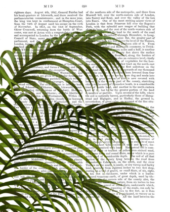 Picture of PALM LEAF 1, GREEN ON WHITE