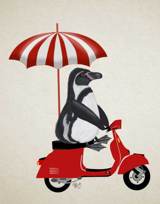 Picture of PENGUIN ON RED MOPED