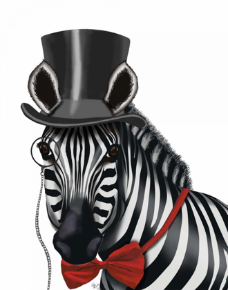 Picture of ZEBRA WITH TOP HAT AND BOW TIE 1, SIDEWAYS