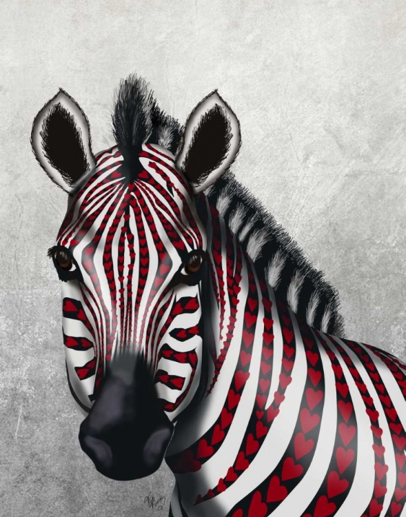 Picture of ZEBRA, RED LOVE HEARTS