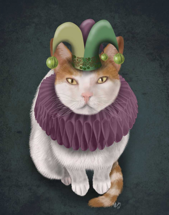 Picture of CAT, WHITE WITH JESTER HAT