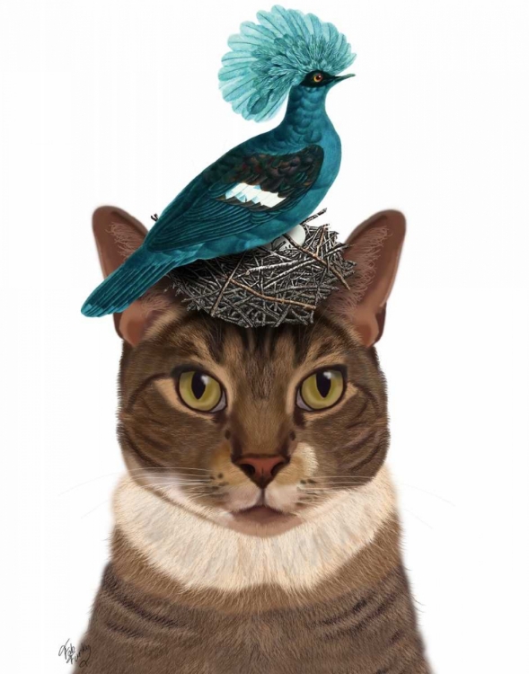 Picture of CAT WITH NEST AND BLUE BIRD