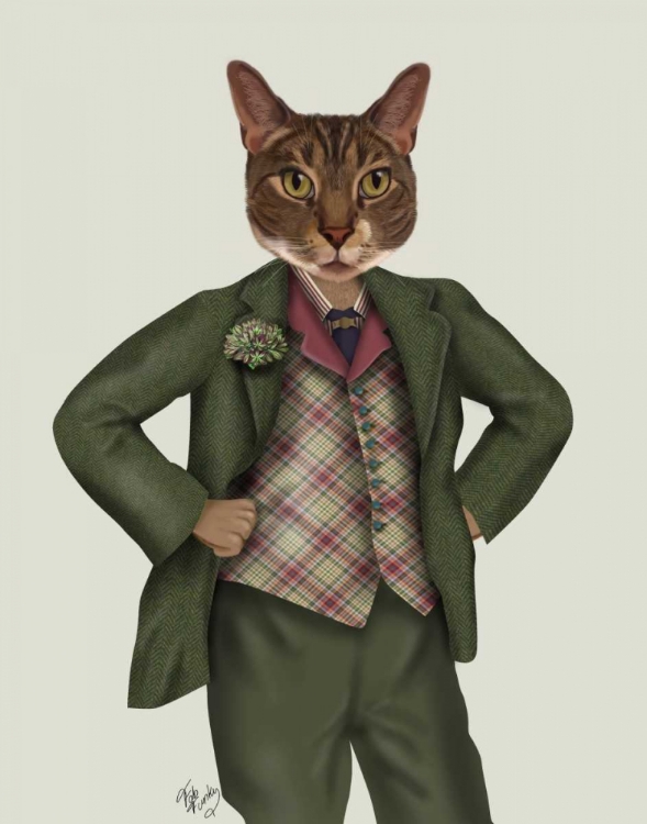 Picture of CAT IN TARTAN WAISTCOAT