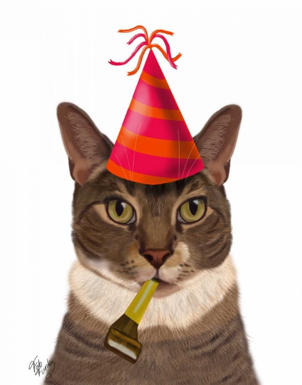 Picture of TORTOISESHELL CAT, PARTY HAT