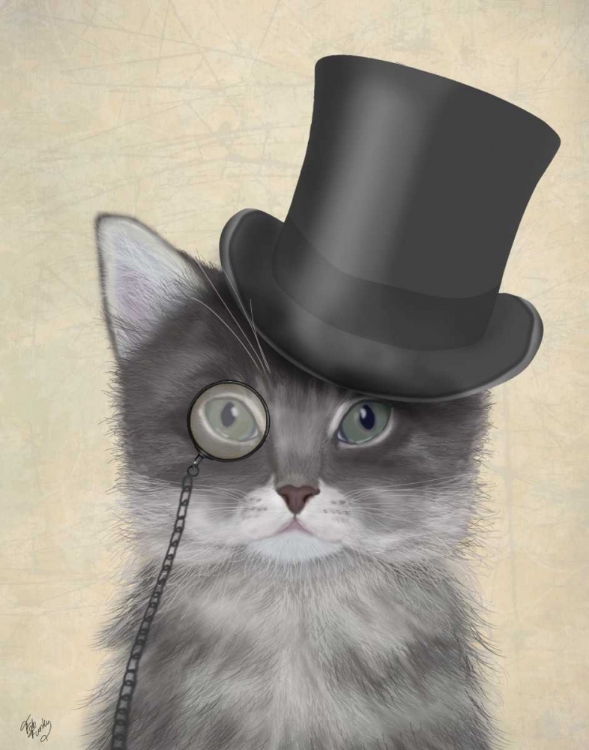 Picture of CAT, GREY WITH TOP HAT