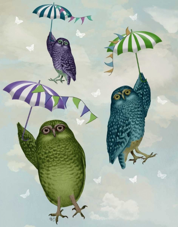 Picture of OWLS WITH UMBRELLAS