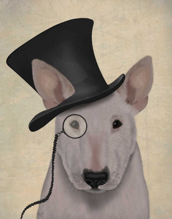 Picture of BULL TERRIER, FORMAL HOUND AND HAT