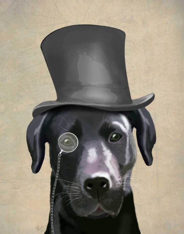 Picture of BLACK LABRADOR, FORMAL HOUND AND HAT