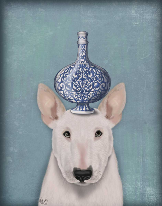 Picture of ENGLISH BULL TERRIER WITH BLUE VASE