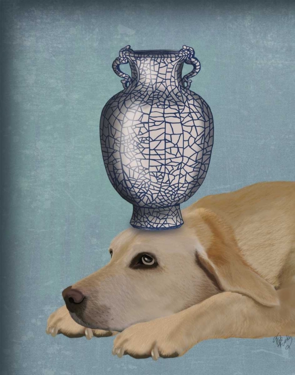 Picture of LABRADOR WITH BLUE VASE