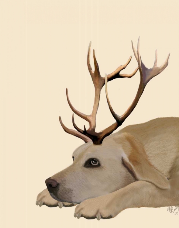 Picture of LABRADOR WITH ANTLERS