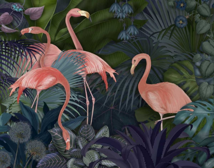 Picture of FLAMINGOS IN BLUE GARDEN