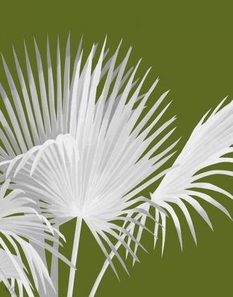 Picture of FAN PALM 1, WHITE ON GREEN