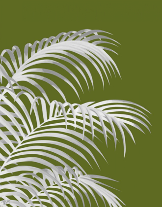 Picture of PALM LEAF 1, WHITE ON GREEN