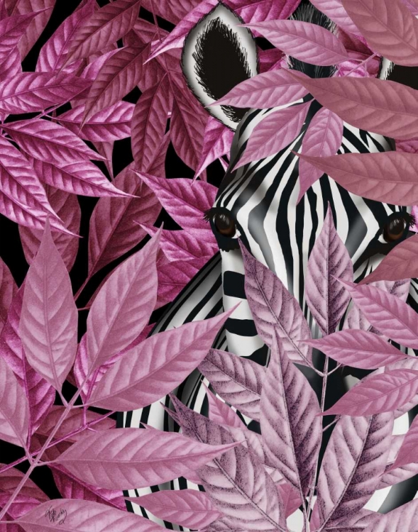 Picture of ZEBRA IN PINK LEAVES