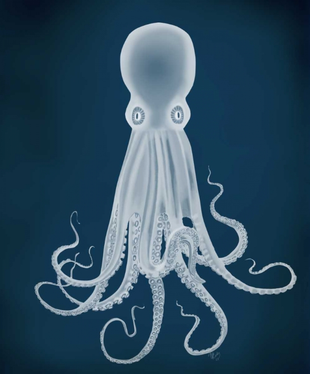 Picture of OCTOPUS 8, WHITE ON BLUE