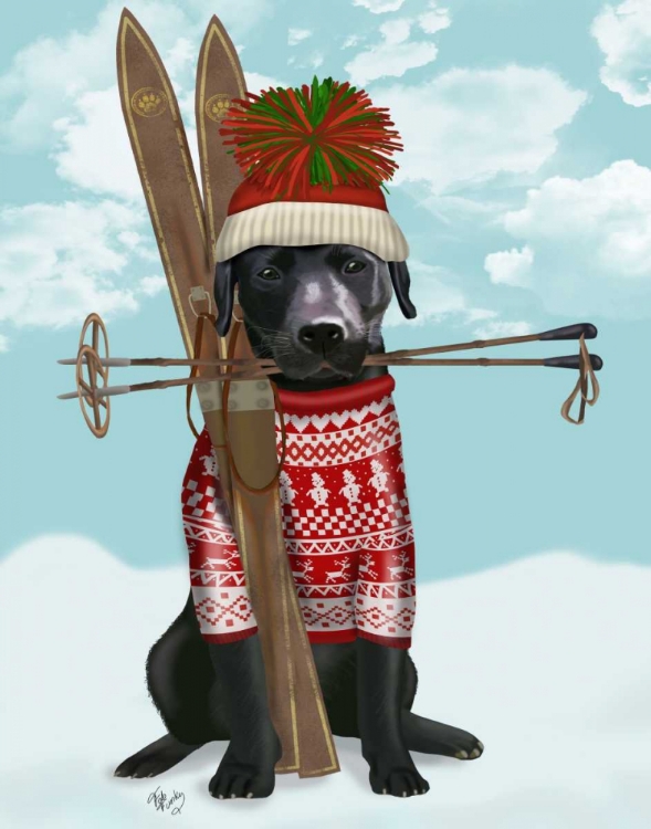 Picture of BLACK LABRADOR, SKIING