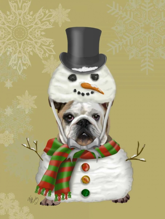 Picture of ENGLISH BULLDOG, SNOWMAN COSTUME