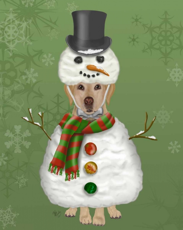 Picture of YELLOW LABRADOR, SNOWMAN COSTUME