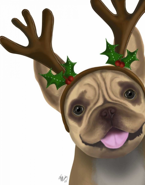 Picture of FRENCH BULLDOG, ANTLERS 2