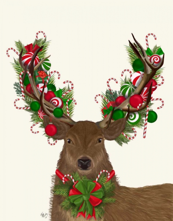 Picture of DEER, CANDY CANE WREATH