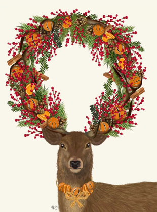 Picture of DEER, CRANBERRY AND ORANGE WREATH, FULL