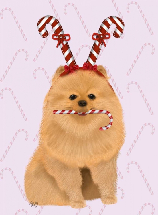 Picture of POMERANIAN AND CANDY CANES