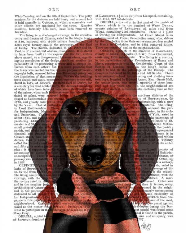 Picture of DACHSHUND IN PINK HAT AND SCARF