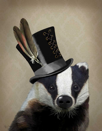 Picture of STEAMPUNK BADGER IN TOP HAT