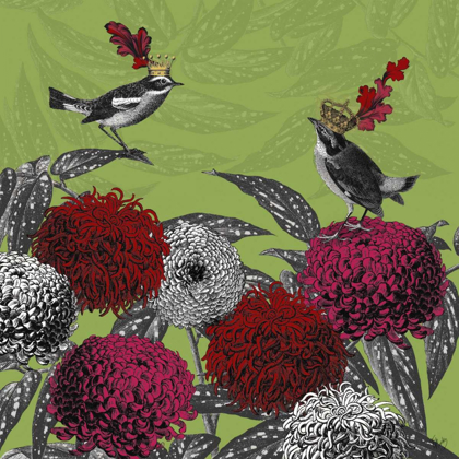 Picture of BLOOMING BIRDS, CHRYSANTHEMUM 1, FINE ART PRINT