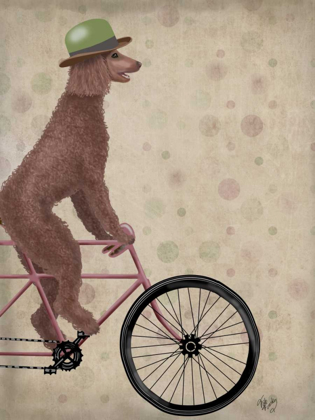 Picture of POODLE ON BICYCLE, BROWN