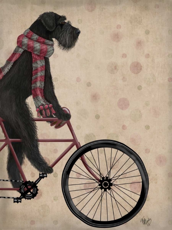 Picture of SCHNAUZER ON BICYCLE, BLACK