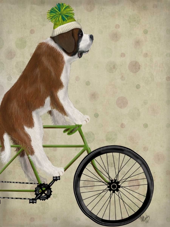 Picture of ST BERNARD ON BICYCLE