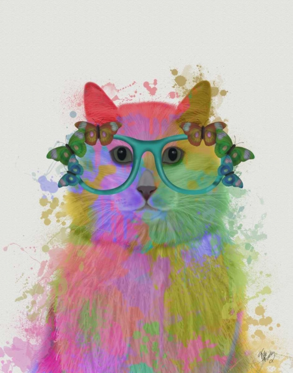 Picture of RAINBOW SPLASH CAT 3, PORTRAIT