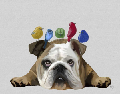 Picture of ENGLISH BULLDOG AND BIRDS