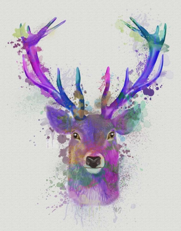 Picture of DEER HEAD 1 RAINBOW SPLASH PINK AND PURPLE