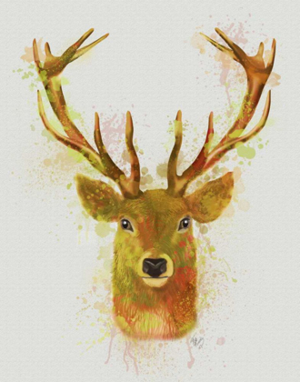 Picture of DEER HEAD 1 RAINBOW SPLASH RED AND GOLD