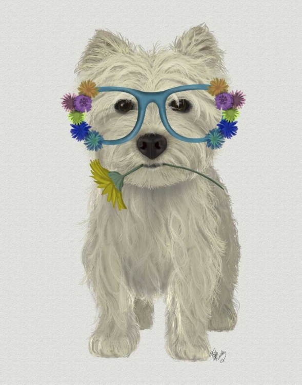 Picture of WEST HIGHLAND TERRIER FLOWER GLASSES