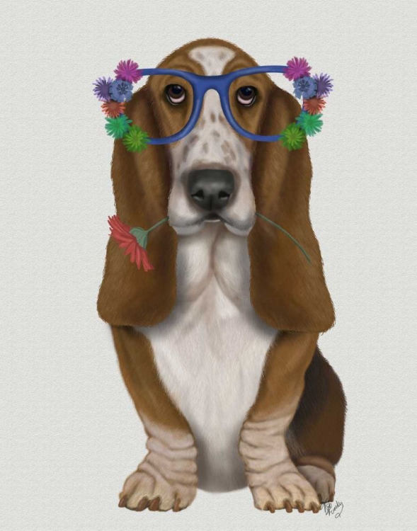 Picture of BASSET HOUND FLOWER GLASSES