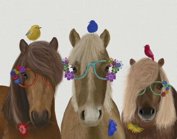 Picture of HORSE TRIO WITH FLOWER GLASSES