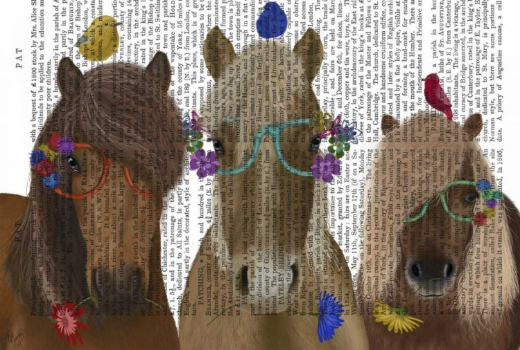 Picture of HORSE TRIO WITH FLOWER GLASSES