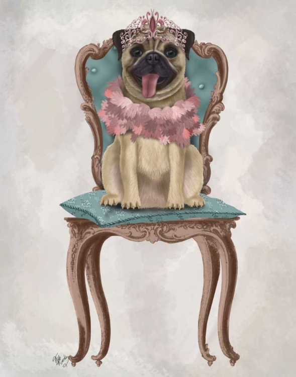 Picture of PUG PRINCESS ON CHAIR