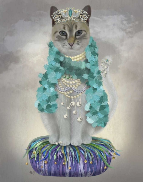 Picture of GREY CAT WITH BELLS, FULL