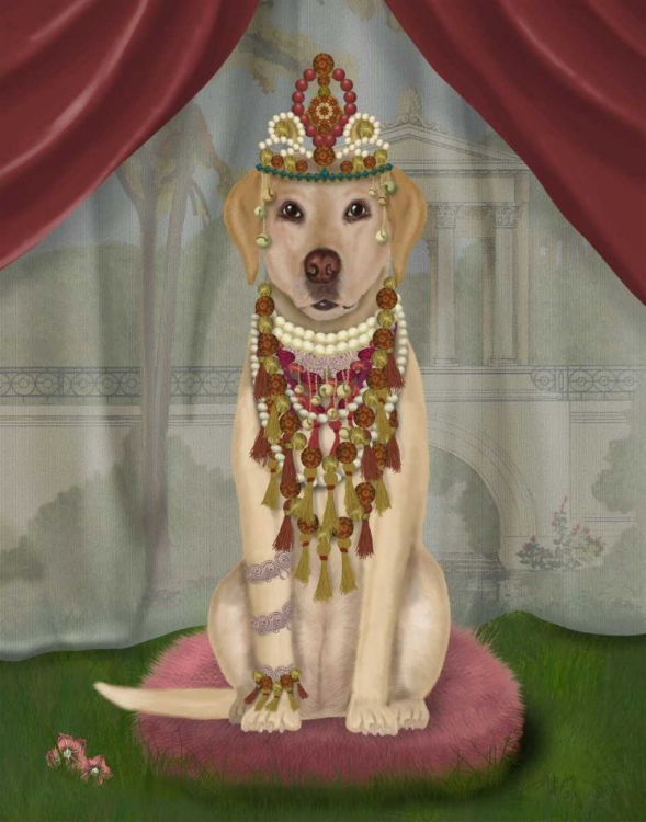 Picture of YELLOW LABRADOR AND TIARA, FULL