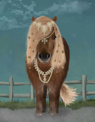 Picture of HORSE BROWN PONY WITH BELLS, FULL